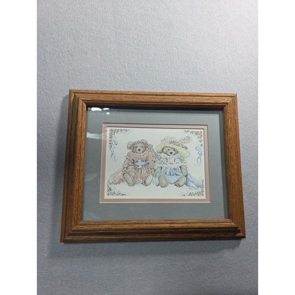 Alice Shaw Custom Wooden Frame Matted Print of 2 Granny Bears